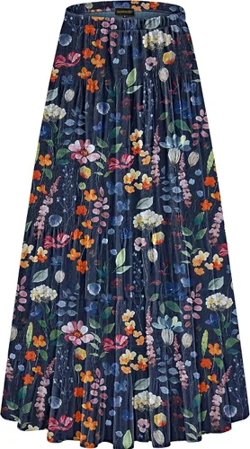 Vista 45 de NASHALYLY - Faldas largas de gasa, acampanadas, plisadas, con cintura alta y elástica para mujer Albaricoque Rosa Floral