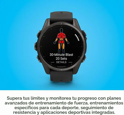 Vista 5 de Garmin Fenix 8 Premium - Reloj inteligente multideporte GPS para correr, 43 mm AMOLED, clasificado para buceo, linterna incorporada Titanio DLC