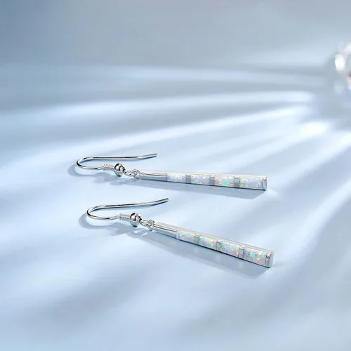 Vista 5 de FANCIME October Birthstone Earrings Sterling Silver Opal Earrings Long Drop Dangle Earrings Danity Fine Jewelry for Women