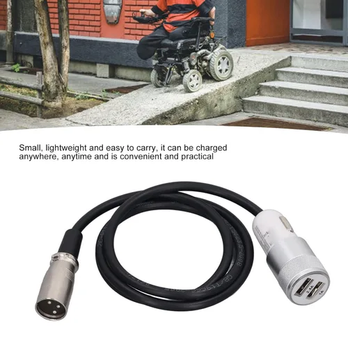 Vista 6 de 12-24V Electric Motor Power Fast Charging Line Accessory BC04 2PD60W Wheelchair Joystick Controller Charging Cable ABS