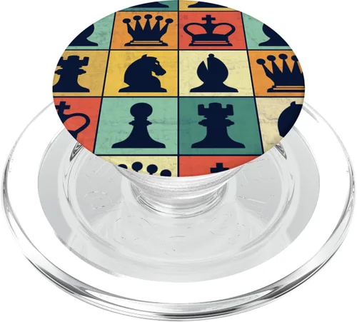 Vista 8 de Piezas de ajedrez retro vintage para amantes del ajedrez PopSockets intercambiables PopGrip