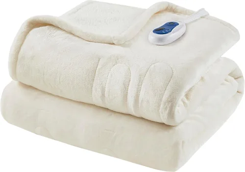 Vista 40 de Beautyrest Manta térmica reversible - Manta térmica Sherpa de felpa, color beige