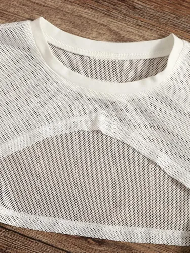 Vista 3 de Verdusa Camiseta de malla de 3 piezas con dobladillo alto y bajo para niña