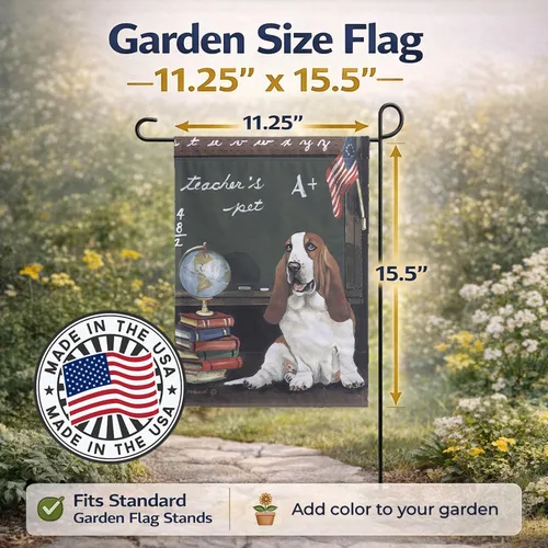 Vista 3 de Caroline's Treasures PPP3013GF Bandera de jardín del Basset Hound del maestro queridito Bandera de buzón decorativa Bandera de jardín al aire libre