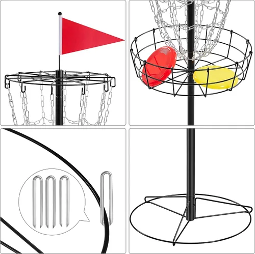 Vista 5 de Yaheetech Cesta de golf de disco portátil para deportes, disco de práctica de 12 cadenas, objetivo de golf, disco de agujero de acero, golfes