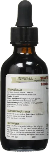 Vista 2 de Hawaii Pharm Extracto líquido sin alcohol, castaño de indias (Aesculus hippocastanum) Nueces secas Glicerita 2 oz