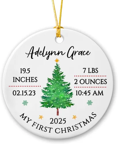 Vista 14 de Adorno personalizado de Navidad, aniversario de boda, aniversario de 2025, adornos de cerámica de Navidad para parejas, esposo, esposa, adorno