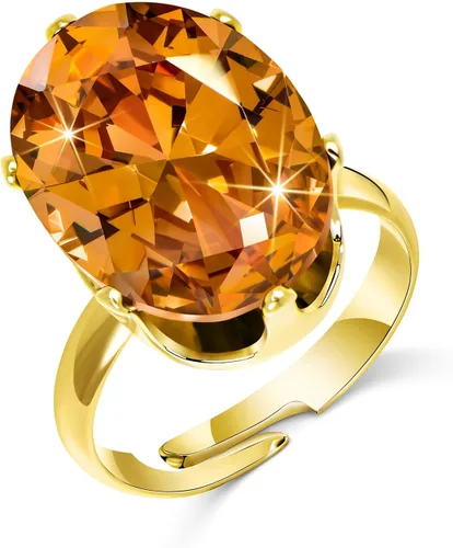 Vista 5 de Linawe Cubic Zirconia Imitation Diamond Moissanite Rings for Women, 14K GoldRose GoldSilver Adjustable Chunky Ring, Costume Rhinestone Jewelry for