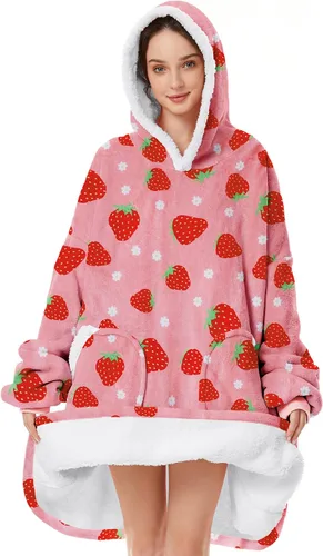 Vista 26 de Zando Manta con Capucha Ponible Manta para Niños y Adultos Manta Cómoda con Capucha Sudadera de Gran Tamaño Sherpa Forro Polar