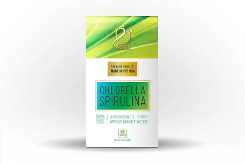 Vista 3 de ACTIF Clorella y espirulina orgánica 100% limpiada en el océano, sin OMG, el mejor suplemento de dieta vegana y desintoxicante, fabricado en Estados