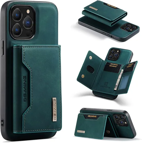 Vista 23 de Fundas de cuero tipo cartera para teléfono compatibles con iPhone 14 Pro Max con tarjetero para hombres de 6.7 pulgadas, contraportada desmontable 2