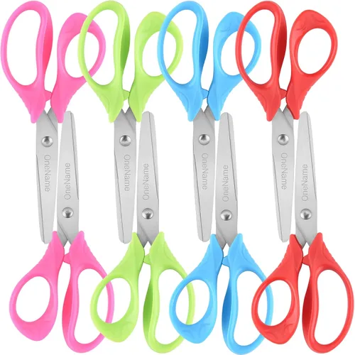 Vista 9 de OneName Tijeras zurdas para niños, tijeras para zurdos de 5 pulgadas para niños, hoja de acero inoxidable, asas de agarre cómodo, tijeras