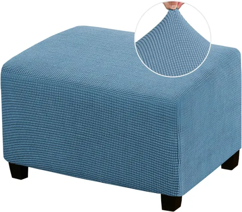 Vista 23 de Funda Otomana Elástica Fundas para Otomana Cuadradas para Sala de Estar Taburete Reposapiés Fundas Elásticas para Adaptarse al Reposapiés Otomano