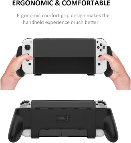 Vista 3 de Switch OLED Grip, Switch OLED Handheld Grip with Stand and Game Card Slots - Black
