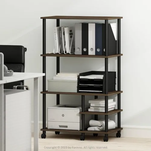 Vista 27 de Furinno Turn-N-Tube - Estantería multipropósito con exhibición y almacenamiento para impresora de 3 niveles, sin herramientas, color pino ámbar
