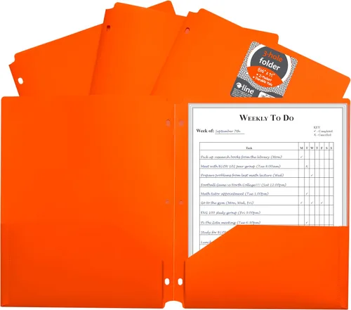 Vista 12 de Carpeta C-Line Poly Portfolio con dos bolsillos, resistente, con tres agujeros perforados, azul, caja de 25 carpetas (32935), Variados
