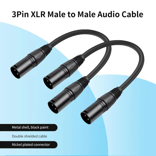Vista 3 de Paquete de 2 cables de micrófono XLR macho a macho de 3 pines, cable de audio equilibrado profesional con cobre sin oxígeno, conectores chapados