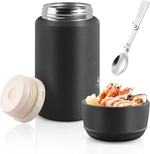Vista 7 de Termo para alimentos fríos y calientes, tarro de alimentos aislado de 18 onzas con cuchara de asa, contenedor térmico para almuerzo, lonchera