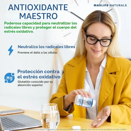 Vista 4 de MaxLife Naturals S-acetil L-glutatión 300mg cápsulas 60 unidades fabricadas