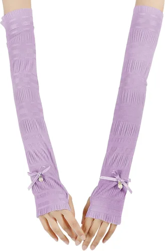 Vista 2 de Holiberty - Guantes largos sin dedos para ciclismo con protección UV para mujeres y niñas