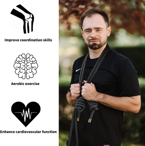 Vista 3 de veimia Cuerda de flujo para fitness, de alto rendimiento, cuerda de entrenamiento de doble tejido, cuerda de salto de flujo ajustable para hombres