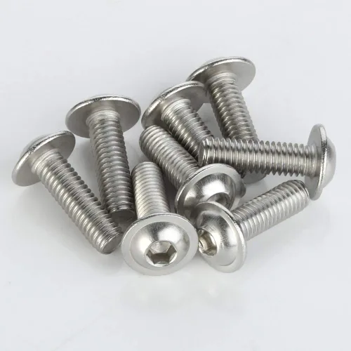 Vista 3 de M3-0.5 x 8 mm Tornillos de cabeza de botón con brida, tornillos de cabeza de zócalo, acero inoxidable 18-8 (304), acabado brillante, rosca completa