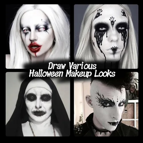 Vista 4 de White Face & Body Paint Stick, Oil-Based Cream, Non-Toxic, for Halloween, Skeleton, Ghost, Clown, Cosplay, SFX, Party & Costume