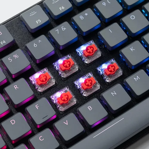 Vista 5 de Keychron Teclado mecánico inalámbrico K1, diseño sin llave ultra delgado Bluetoothcon cable RGB retroiluminado 87 teclas con interruptor rojo