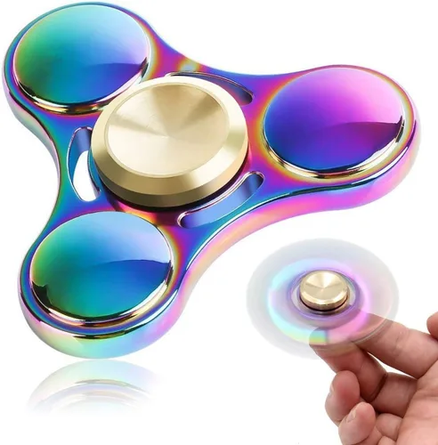 Vista 6 de JUNAN Hilanderos de mano de metal arcoíris EDC Fidget Spinner Reductor de estrés con rodamientos de alta velocidad Fidget Juguetes de dedo para TDAH
