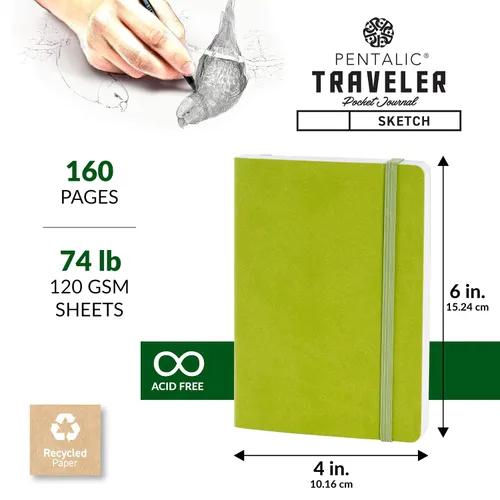 Vista 3 de Cuaderno de bocetos Travelers Dot Grid Pentalic Art, libre de ácidos