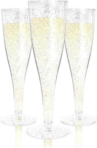 Vista 20 de Prestee Juego de 24 copas de champán de plástico transparente, capacidad de 4.5 onzas, vasos desechables inastillables, adecuadas para bodas