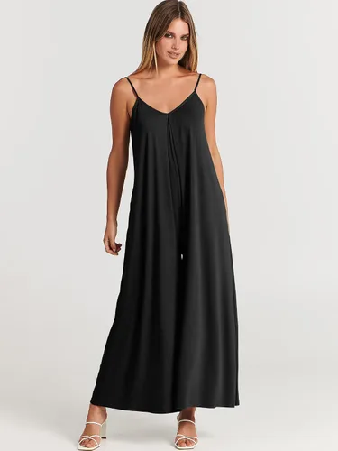 Vista 8 de ANRABESS Overol casual de verano para mujer, con tirantes delgados, cuello en V, pierna ancha, bolsillos, para la playa y viajes
