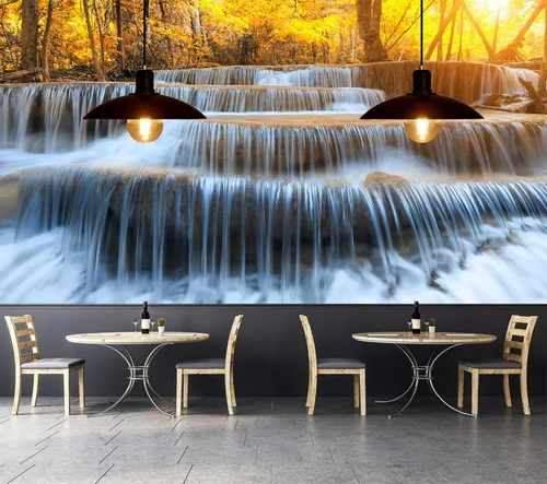 Vista 10 de FLFK Murales de pared autoadhesivos de cascada de bambú 3D de 78.7 x 59 pulgadas, papel tapiz para despegar y pegar, pintura para decoración