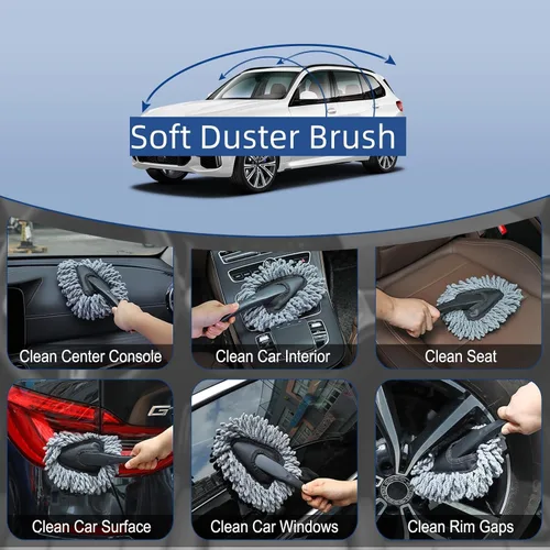 Vista 10 de Fitosy Kit de cepillo de limpieza de polvo para interior de coche, putty de silicona suave para ventilaciones del salpicadero, cepillos de detalle