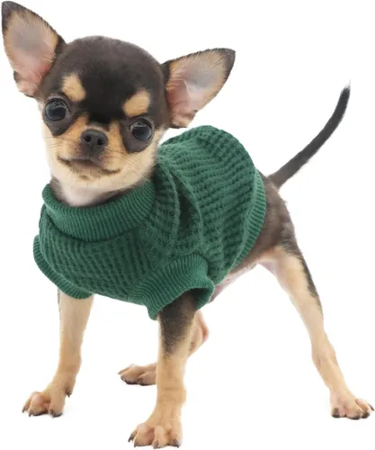 Vista 2 de LOPHIPETS - Suéteres ligeros para perros pequeños para cachorros, ropa de Chihuahua y Yorkie para cachorros - Atrovirene/XXS verde (atrovirens)