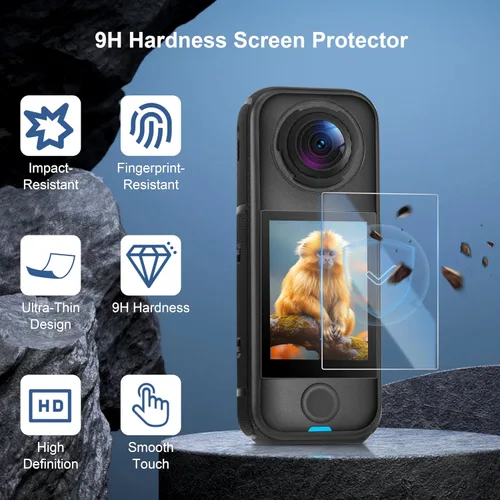 Vista 2 de STARTRC VCR Protector de pantalla de vidrio templado 9H para Insta360 X4 Air Curved Full Coverage Screen Film, Ultra HD Anti-Fingerprint Camera