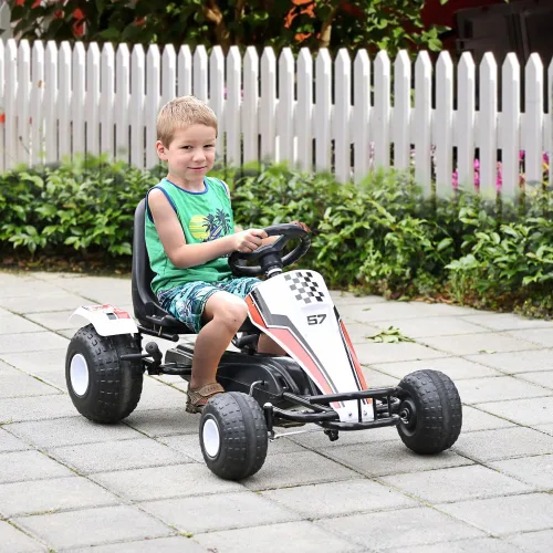Vista 2 de Pedal Go Kart para niños, estilo carreras, asiento ajustable y palanca