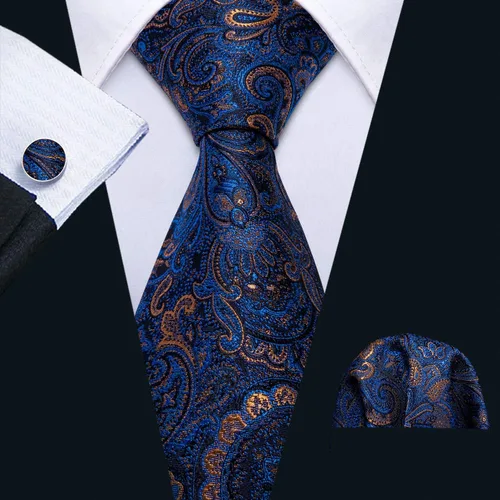 Vista 164 de Barry.Wang - Juego de corbata de seda para hombre, diseño de cachemira, pañuelo y gemelos de bolsillo