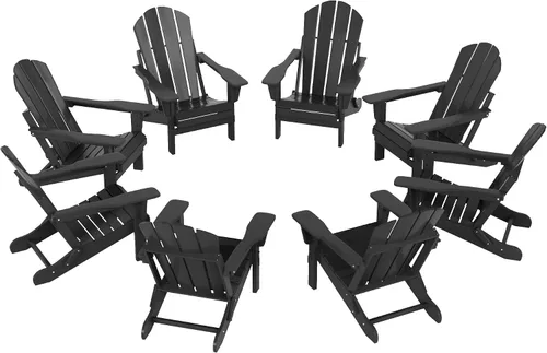 Vista 48 de WO Home Furniture Laguna Silla plegable Adirondack de polietileno de alta densidad, silla para patio para todo tipo de clima, para jardín al aire