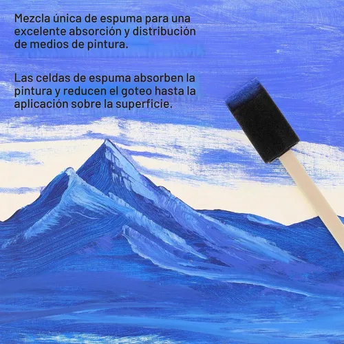 Vista 5 de US Art Supply - Juego de pinceles de pintura de espuma de 1 pulgada con mango de madera (paquete de valor de 25) - Ligeros, duraderos e ideales