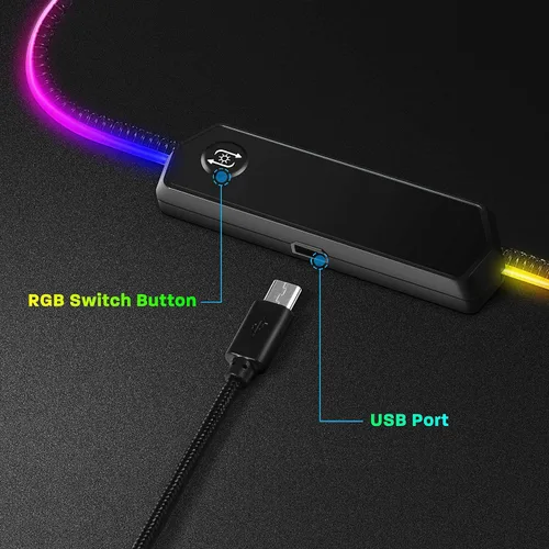 Vista 3 de YXLILI Alfombrilla de mouse grande para juegos para teclado y mouse alfombrilla de mouse RGB extendida 12 modos de iluminación impermeable base