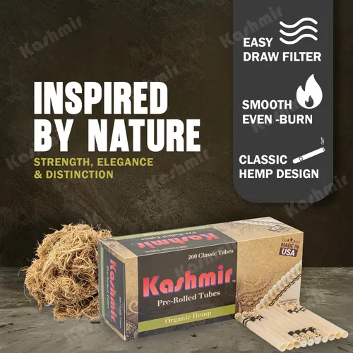 Vista 3 de Kashmir Tubos de cigarrillos tamaño King orgánico caja de 200 unidades - Tubos de papel natural sin blanquear de 3.307 in con filtros - Tubos