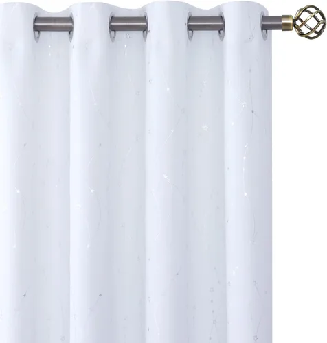 Vista 63 de BGment Cortinas opacas para dormitorio infantil, con aislamiento térmico, con ojales, estampado de estrellas plateadas, cortinas para oscurecer
