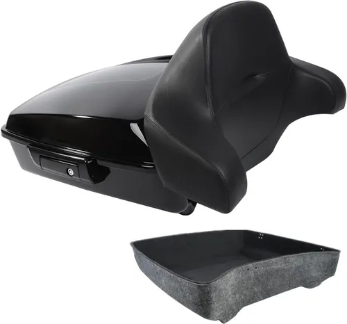 Vista 29 de Respaldo de Maletero de Equipaje King Tour Negro Brillante con Placa de Rack de Montaje Compatible con Harley Modelos Touring 2014-2025 Road Glide