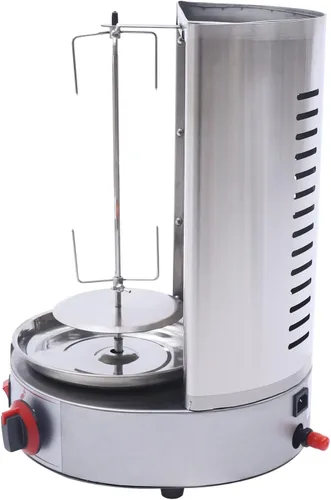 Vista 5 de Shawarma Machine 1600W 110V Máquina eléctrica de asador vertical Doner de gas Kebab Máquina de asador vertical con 2 quemadores (Stock de EE. UU.)