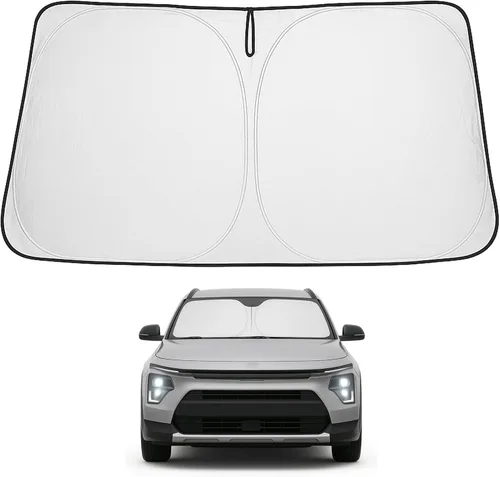 Vista 150 de Proadsy Parasol para parabrisas Rivian R1S 2022-2025 2026 de 4 capas plegable, protector de parasol frontal que bloquea los rayos UV, mantiene