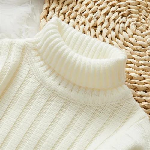 Vista 3 de PATPAT Baby Pullover Turtleneck Knitted Sweater Long Sleeve Solid Color Infant Fall Winter Warm Clothes