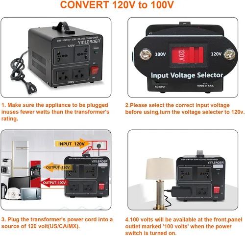 Vista 2 de 1500W US al convertidor de voltaje de Japón reductor 120V a 100V