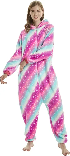 Vista 5 de Nousion Licorne Unisex Adult Onesies Pajamas, Cosplay Christmas Sleepwear Onesies Outfit