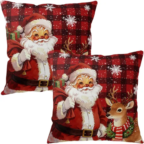 Vista 150 de Juego de 2 fundas de almohada de 16 x 16 pulgadas, diseño patriótico de bandera estadounidense con estrellas para exteriores, estilo casa de campo